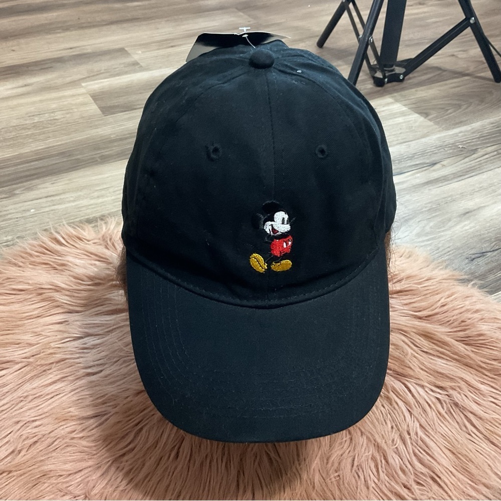 Disney Mickey Embroidered Black Adjustable Hat NWT